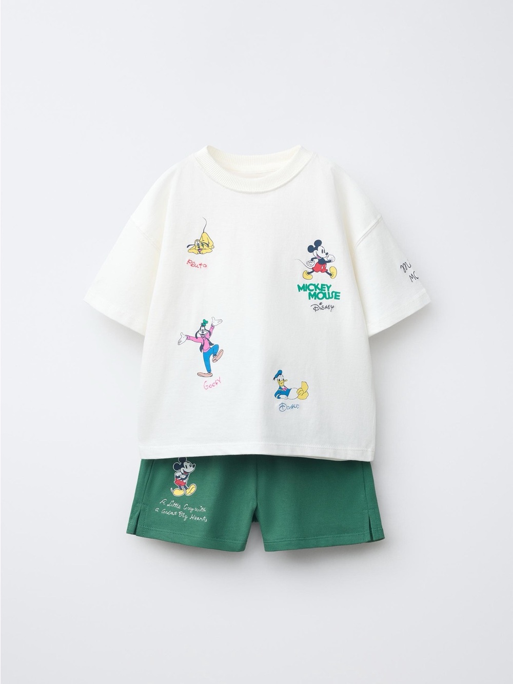 Zara set- Mickey Graphic Tee with Green Shorts